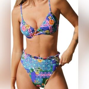 Cupshe Floral Bikini Set Medium NWT High Waisted Summer Swim